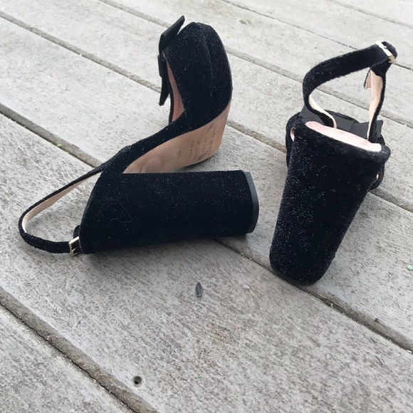 Kate Spade NY Briana Sparkle Velvet Block Slingback Platform Heels Size 6.5 - Picture 4 of 16